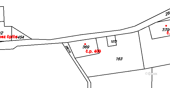 Česká Kamenice 409 na parcele st. 369 v KÚ Česká Kamenice, Katastrální mapa