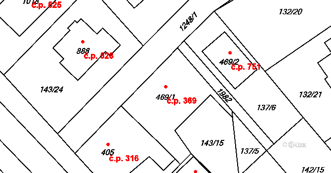 Úšovice 369, Mariánské Lázně na parcele st. 469/1 v KÚ Úšovice, Katastrální mapa