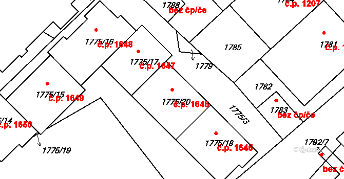 Nusle 1646, Praha na parcele st. 1775/20 v KÚ Nusle, Katastrální mapa