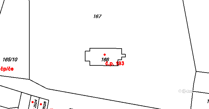Lysolaje 193, Praha na parcele st. 166 v KÚ Lysolaje, Katastrální mapa