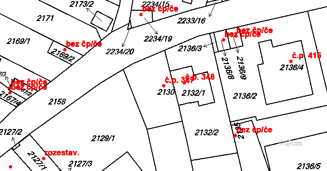 Příbram III 347, Příbram na parcele st. 2130/1 v KÚ Příbram, Katastrální mapa