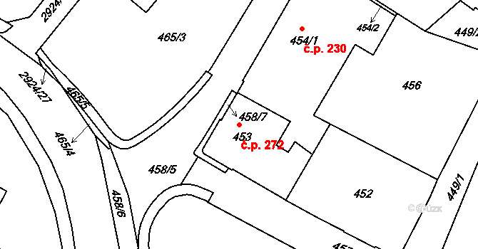 Rumburk 1 272, Rumburk na parcele st. 453 v KÚ Rumburk, Katastrální mapa