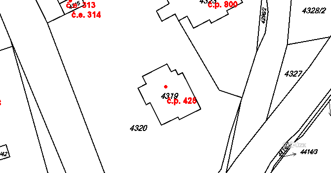Jirkov 425 na parcele st. 4319 v KÚ Jirkov, Katastrální mapa