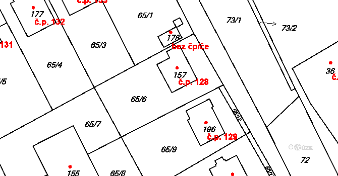 Džbánov 128 na parcele st. 157 v KÚ Džbánov u Vysokého Mýta, Katastrální mapa