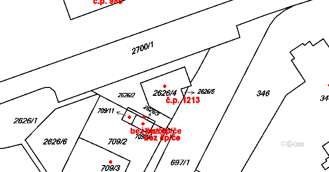 Nový Bohumín 1213, Bohumín na parcele st. 2626/4 v KÚ Nový Bohumín, Katastrální mapa