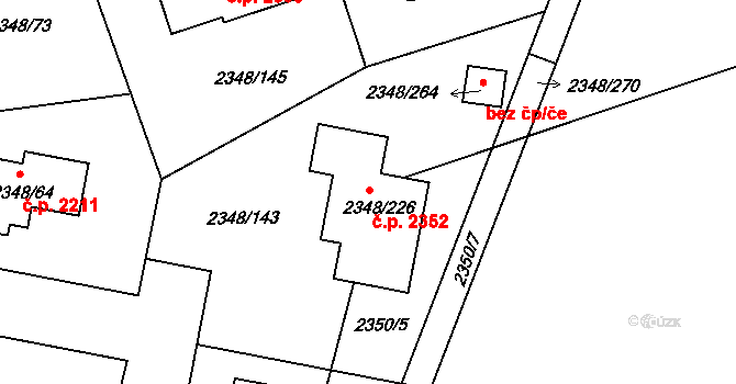 Pelhřimov 2352 na parcele st. 2348/226 v KÚ Pelhřimov, Katastrální mapa