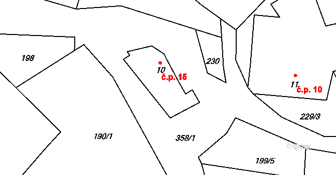 Jilmoví 15, Pernštejnské Jestřabí na parcele st. 10 v KÚ Jilmoví, Katastrální mapa