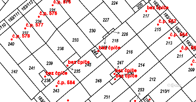 Lednice 40777545 na parcele st. 244 v KÚ Lednice na Moravě, Katastrální mapa
