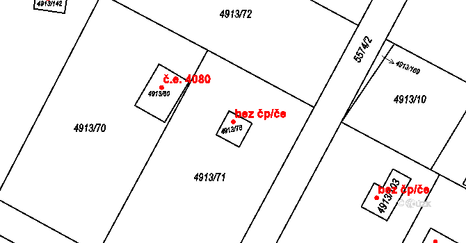 Znojmo 40980545 na parcele st. 4913/78 v KÚ Znojmo-město, Katastrální mapa