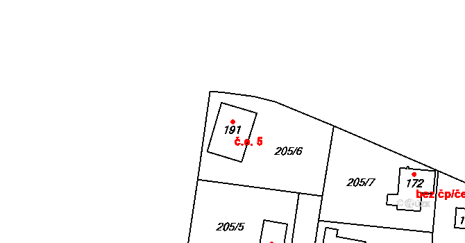 Myšenec 5, Protivín na parcele st. 191 v KÚ Myšenec, Katastrální mapa