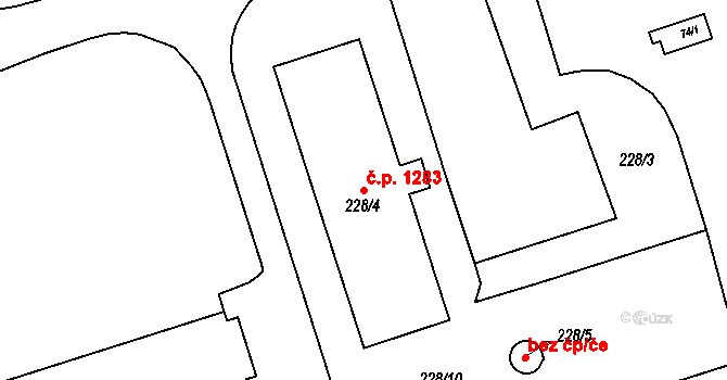 Řečkovice 1283, Brno na parcele st. 228/4 v KÚ Řečkovice, Katastrální mapa