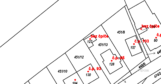 Vavřinec 41865545 na parcele st. 127 v KÚ Veselice na Moravě, Katastrální mapa
