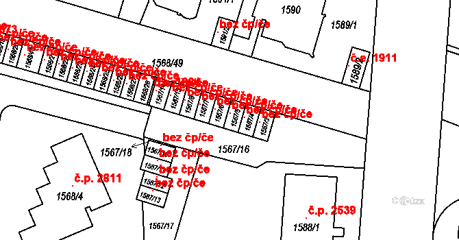 Teplice 43288545 na parcele st. 1567/5 v KÚ Teplice, Katastrální mapa