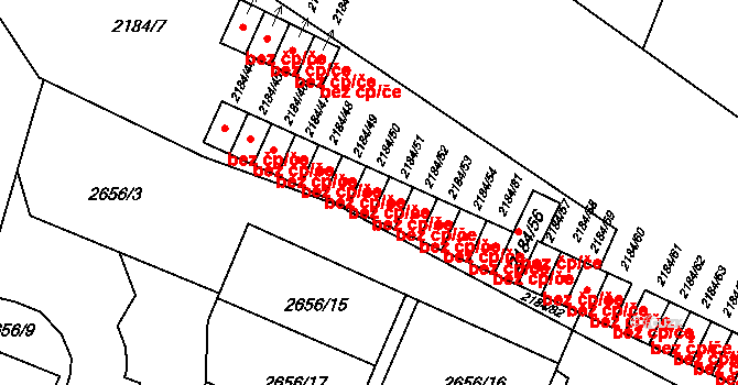 Opava 43300545 na parcele st. 2184/50 v KÚ Opava-Předměstí, Katastrální mapa