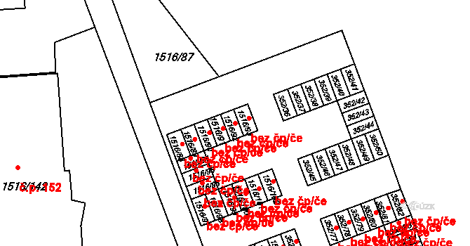 Březnice 44440545 na parcele st. 1516/92 v KÚ Březnice, Katastrální mapa