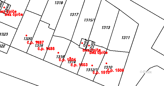 Česká Lípa 45910545 na parcele st. 1315/2 v KÚ Česká Lípa, Katastrální mapa