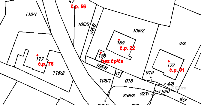 Libošovice 45985545 na parcele st. 186 v KÚ Libošovice, Katastrální mapa