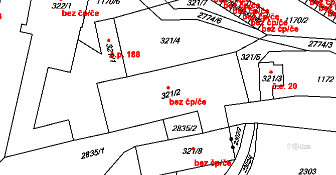 Hranice 48716545 na parcele st. 321/2 v KÚ Drahotuše, Katastrální mapa