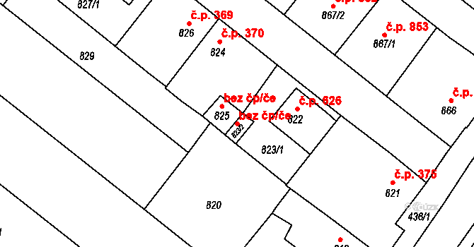 Veverská Bítýška 50144545 na parcele st. 823/2 v KÚ Veverská Bítýška, Katastrální mapa