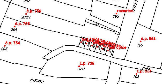 Litovel 50393545 na parcele st. 203/2 v KÚ Litovel, Katastrální mapa