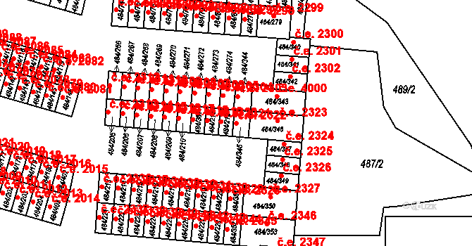 Podlesí 2322, Havířov na parcele st. 484/345 v KÚ Bludovice, Katastrální mapa