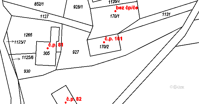 Bohdíkov 161 na parcele st. 170/2 v KÚ Dolní Bohdíkov, Katastrální mapa