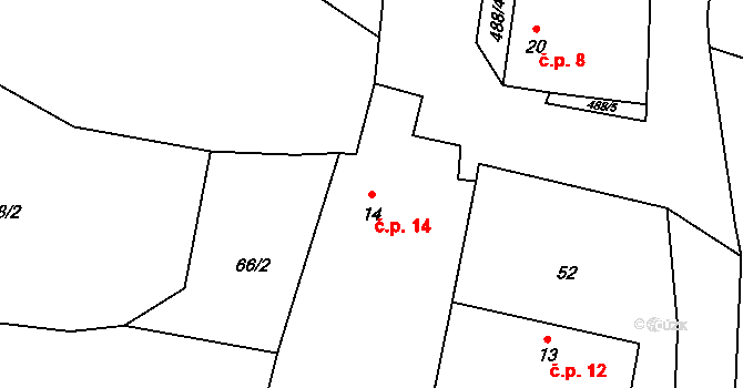 Broučkova Lhota 14, Chotoviny na parcele st. 14 v KÚ Broučkova Lhota, Katastrální mapa
