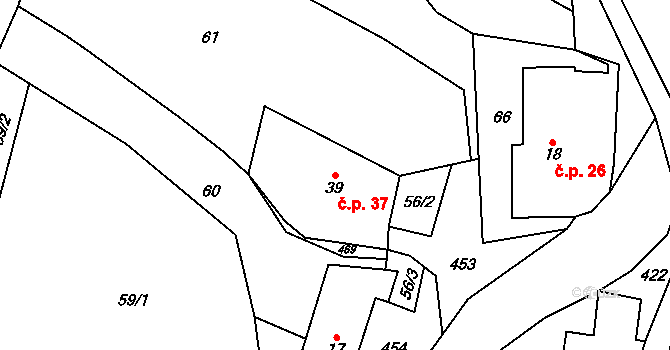 Dobříkov 37, Kdyně na parcele st. 39 v KÚ Dobříkov na Šumavě, Katastrální mapa