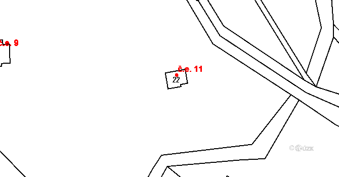 Zahrádka 11, Čachrov na parcele st. 22 v KÚ Zahrádka u Čachrova, Katastrální mapa