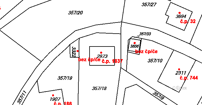 Náchod 1837 na parcele st. 2973 v KÚ Náchod, Katastrální mapa