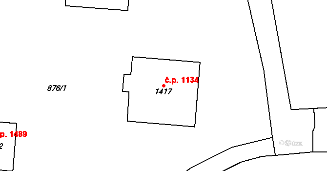 Přelouč 1134 na parcele st. 1417 v KÚ Přelouč, Katastrální mapa