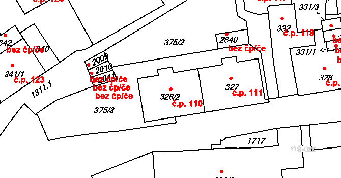 Horní Brána 110, Český Krumlov na parcele st. 326/2 v KÚ Český Krumlov, Katastrální mapa