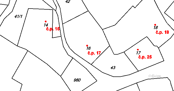 Louňová 17 na parcele st. 16 v KÚ Louňová, Katastrální mapa