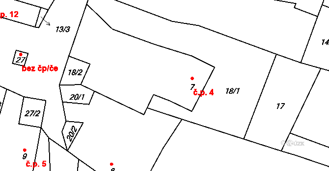 Týmova Ves 4, Lukavec na parcele st. 7 v KÚ Týmova Ves, Katastrální mapa