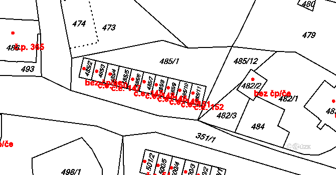 Rumburk 2-Horní Jindřichov 149, Rumburk na parcele st. 485/9 v KÚ Horní Jindřichov, Katastrální mapa