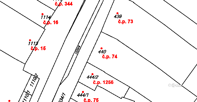 Svatobořice 74, Svatobořice-Mistřín na parcele st. 440 v KÚ Svatobořice, Katastrální mapa