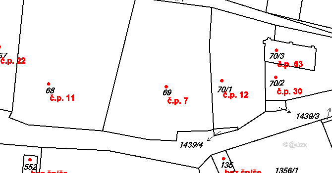 Boršov 7 na parcele st. 69 v KÚ Boršov, Katastrální mapa