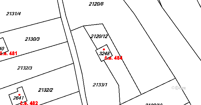 Ostravice 484 na parcele st. 3248 v KÚ Ostravice 1, Katastrální mapa