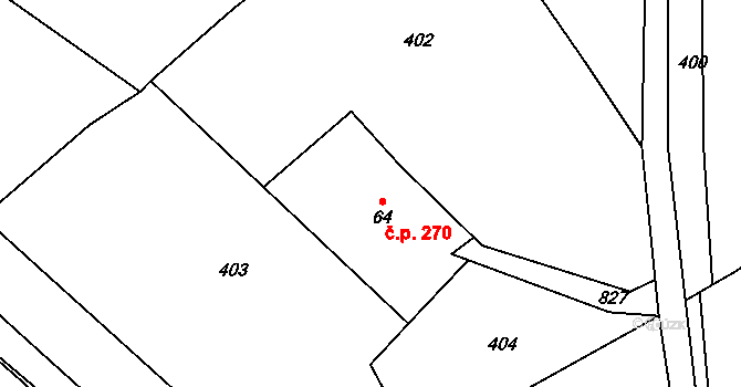 Jablonec nad Jizerou 270 na parcele st. 64 v KÚ Jablonec nad Jizerou, Katastrální mapa