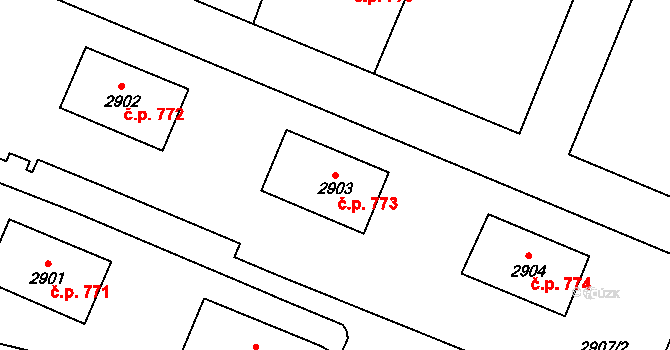 Poruba 773, Orlová na parcele st. 2903 v KÚ Poruba u Orlové, Katastrální mapa