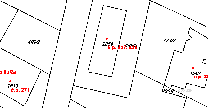 Holínské Předměstí 426,427, Jičín na parcele st. 2364 v KÚ Jičín, Katastrální mapa