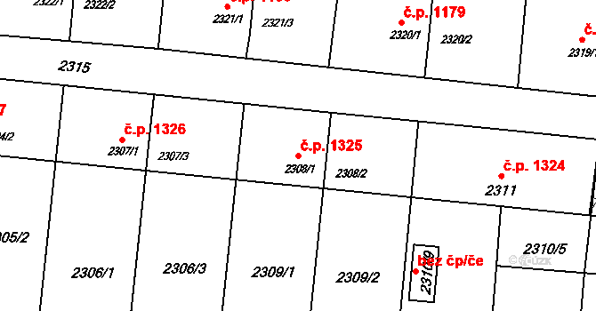 Petřvald 1325 na parcele st. 2308/1 v KÚ Petřvald u Karviné, Katastrální mapa