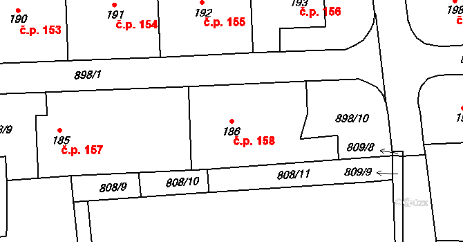 Luby 158, Klatovy na parcele st. 186 v KÚ Luby, Katastrální mapa