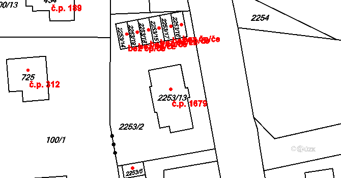 Turnov 1679 na parcele st. 2253/13 v KÚ Turnov, Katastrální mapa