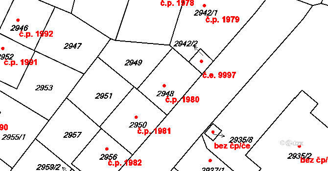 Žižkov 1980, Praha na parcele st. 2948 v KÚ Žižkov, Katastrální mapa
