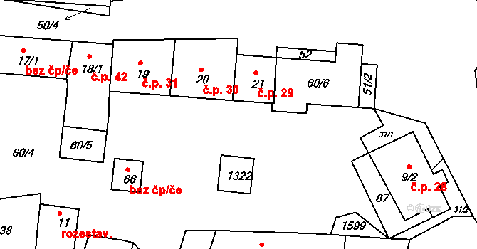Strýčkovy 29, Rožmitál pod Třemšínem na parcele st. 21 v KÚ Strýčkovy, Katastrální mapa