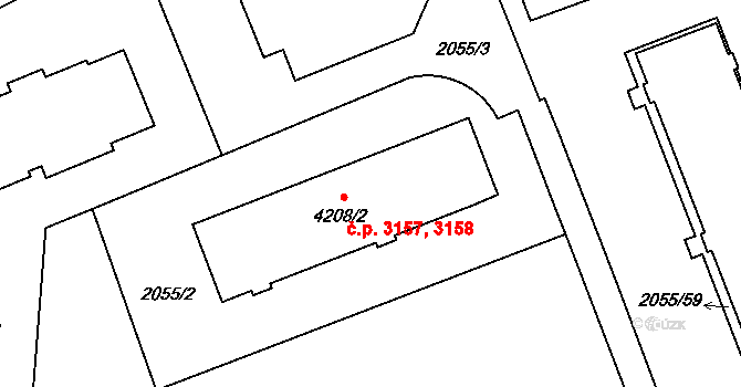 Hodonín 3157,3158 na parcele st. 4208/2 v KÚ Hodonín, Katastrální mapa