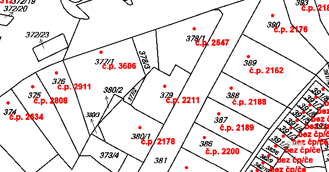 Chomutov 2211 na parcele st. 379 v KÚ Chomutov II, Katastrální mapa