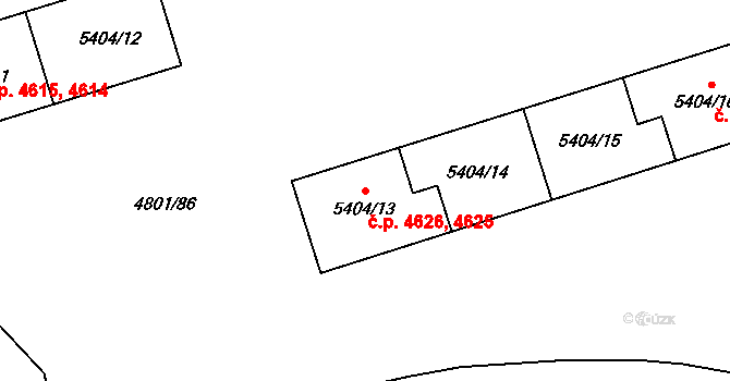 Chomutov 4625,4626 na parcele st. 5404/13 v KÚ Chomutov I, Katastrální mapa