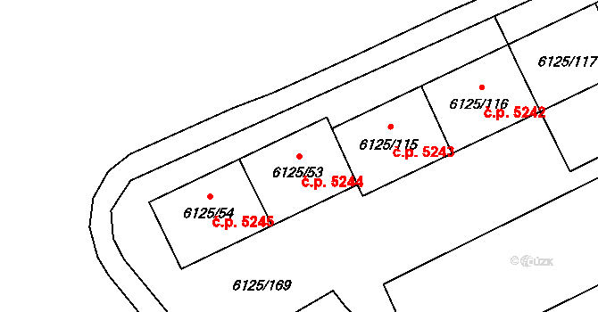 Chomutov 5244 na parcele st. 6125/53 v KÚ Chomutov I, Katastrální mapa